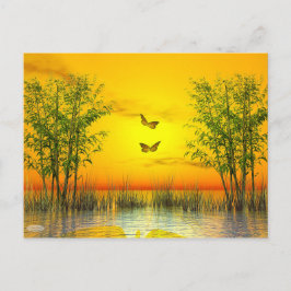 Schmetterlinge bei Sonnenuntergang - 3D-Darstellun Postkarte