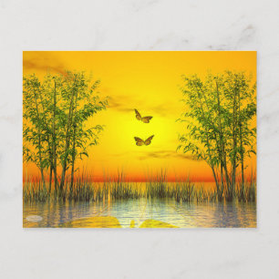 Schmetterlinge bei Sonnenuntergang - 3D-Darstellun Postkarte