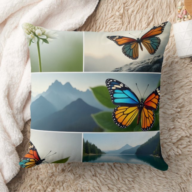 Schmetterlinge, Berge und Seen Kissen (Decke)