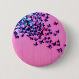 Schmetterlinge Blue Pink Schöne Button