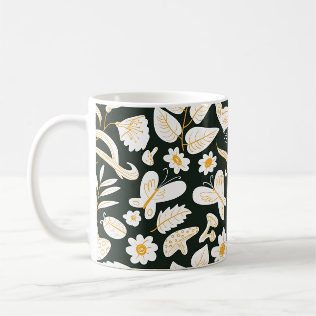 Schmetterlinge & Blume: Doodle Summer Pattern. Kaffeetasse (Links)