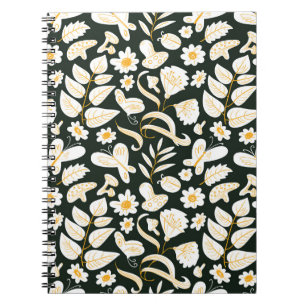 Schmetterlinge & Blume: Doodle Summer Pattern. Notizblock