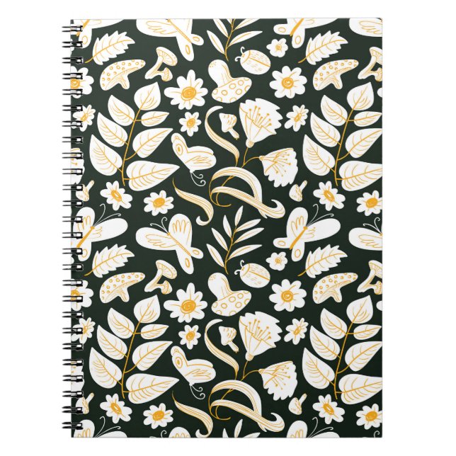 Schmetterlinge & Blume: Doodle Summer Pattern. Notizblock (Vorderseite)