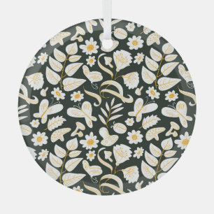 Schmetterlinge & Blume: Doodle Summer Pattern. Ornament Aus Glas