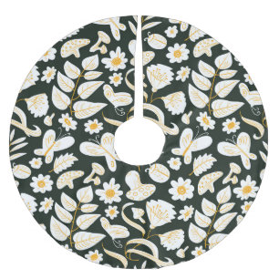 Schmetterlinge & Blume: Doodle Summer Pattern. Polyester Weihnachtsbaumdecke