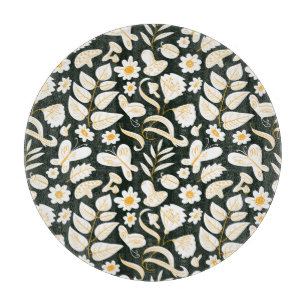 Schmetterlinge & Blume: Doodle Summer Pattern. Schneidebrett