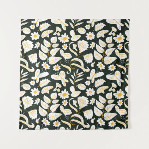 Schmetterlinge & Blume: Doodle Summer Pattern. Wandteppich