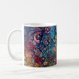 Schmetterlinge Blume Katzen. Psychedelische Kunst. Kaffeetasse