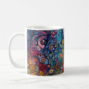Schmetterlinge Blume Katzen. Psychedelische Kunst. Kaffeetasse