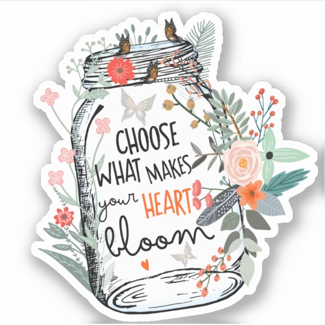 Schmetterlinge Blume Mason Jar Quote Sprichwort Aufkleber (Vorderseite)