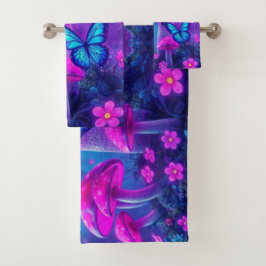 Schmetterlinge Blume Mushcrooms-Fiarycore Badhandtuch Set