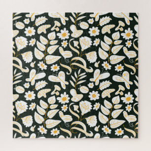 Schmetterlinge & Blumen: Doodle Sommer Muster. Puzzle