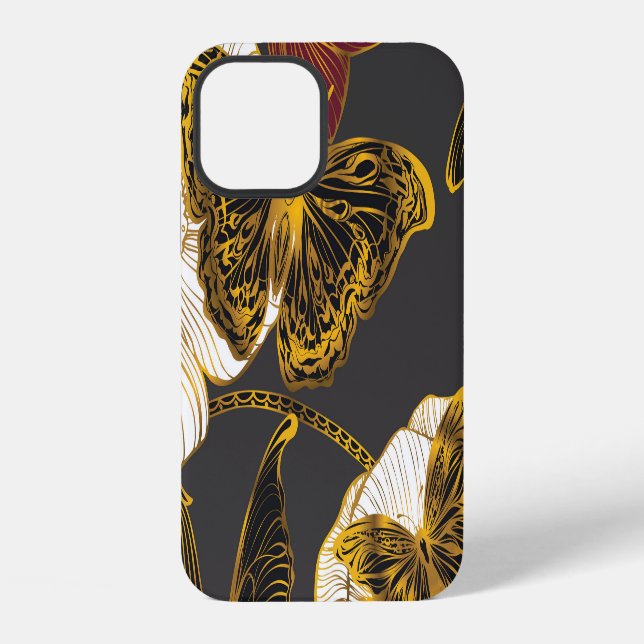 Schmetterlinge & Blumen: Frühling Boho Muster iPhone Hülle (Rückseite)