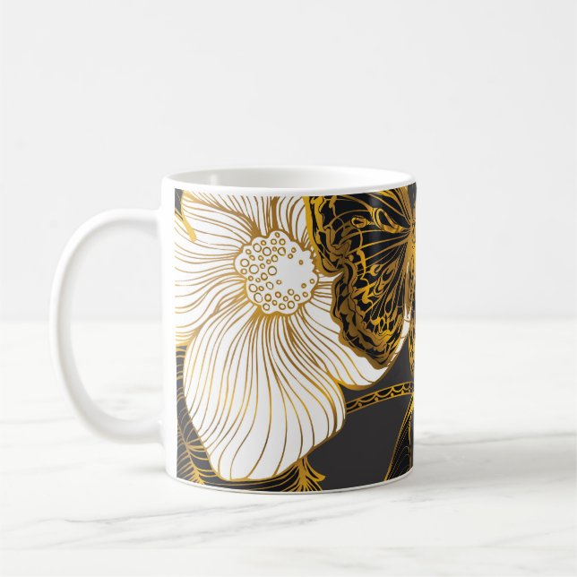 Schmetterlinge & Blumen: Frühling Boho Muster Kaffeetasse (Links)