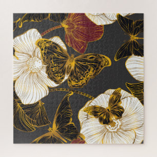 Schmetterlinge & Blumen: Frühling Boho Muster Puzzle