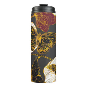 Schmetterlinge & Blumen: Frühling Boho Muster Thermosbecher
