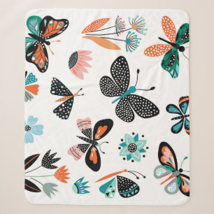 Schmetterlinge Blumen: Handgezeichnete Sammlung Sherpadecke