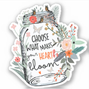 Schmetterlinge Blumen Mason Jar Zitat Spruch  Aufkleber