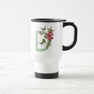 Schmetterlinge Blumen Monogramm Initial D Personal Reisebecher