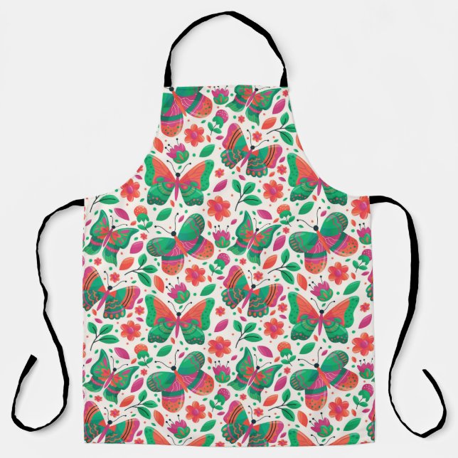 Schmetterlinge, Blumen und Blätter Schürze (Vorderseite)