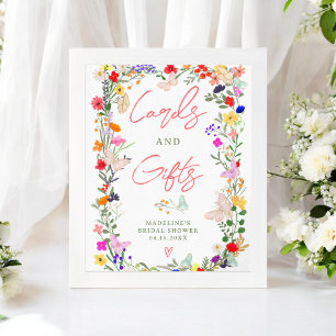 Schmetterlinge boho leuchtende wilde Blumen Brauts Poster