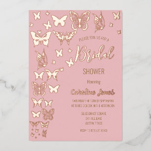 Schmetterlinge Boho Pink Gold Foil Brautparty Folieneinladung