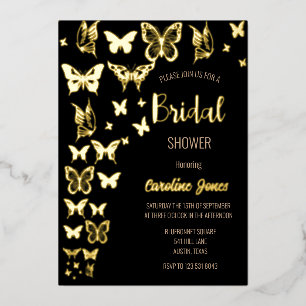 Schmetterlinge Boho Schwarz Goldfolie Junggesellin Folieneinladung