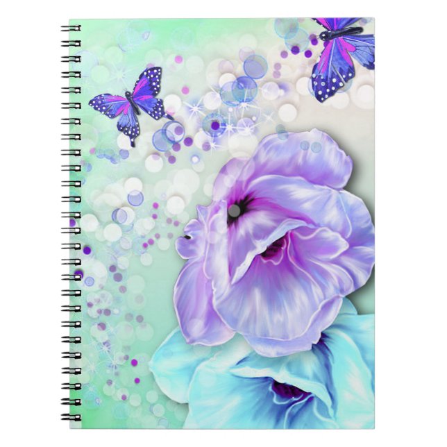 Schmetterlinge, Bokeh und Blume Notizblock (Vorderseite)
