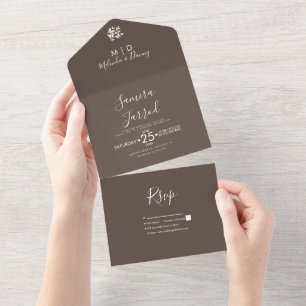 Schmetterlinge Braun Erdig Hochzeit    All In One Einladung