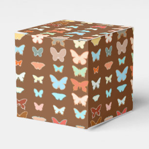 Schmetterlinge, braun, türkis und korallenfarben geschenkschachtel