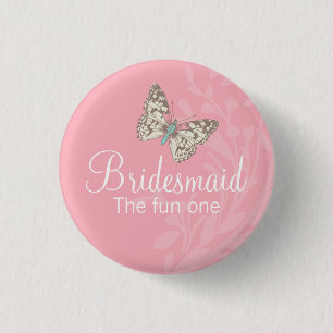 Schmetterlinge Brautjungfer rosa Hochzeit Ansteckn Button