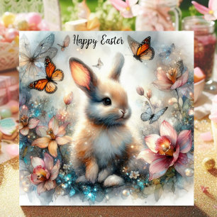 Schmetterlinge Bunny Blume Scripture Verse Osterfe Feiertagskarte
