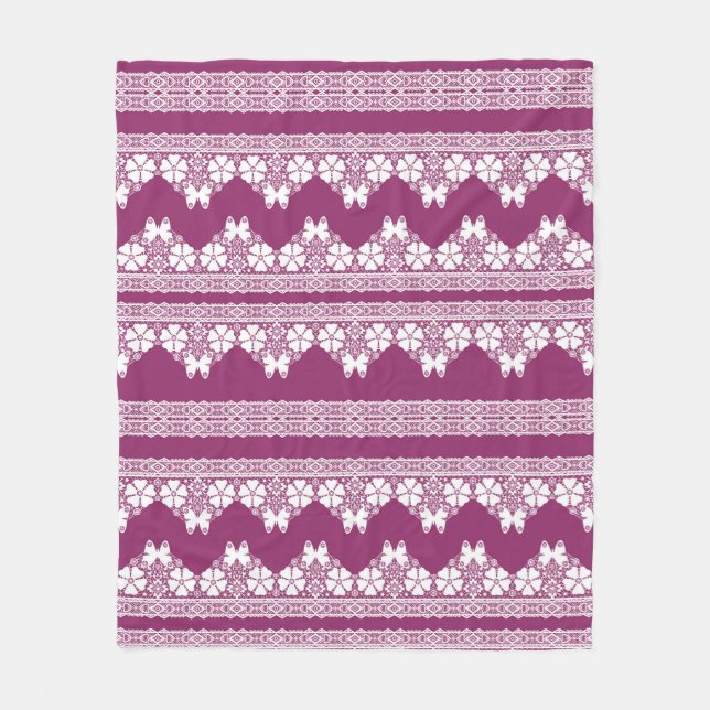 Schmetterlinge Burgundy Fleecedecke (Vorderseite)