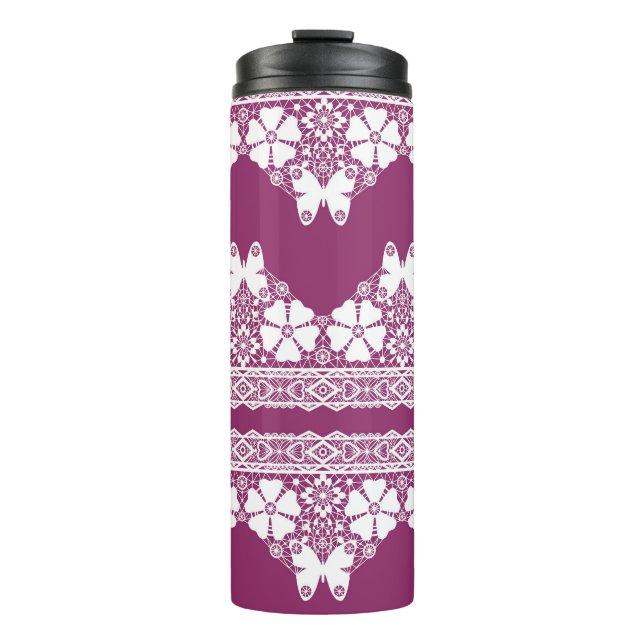 Schmetterlinge Burgundy Thermosbecher (Vorderseite)