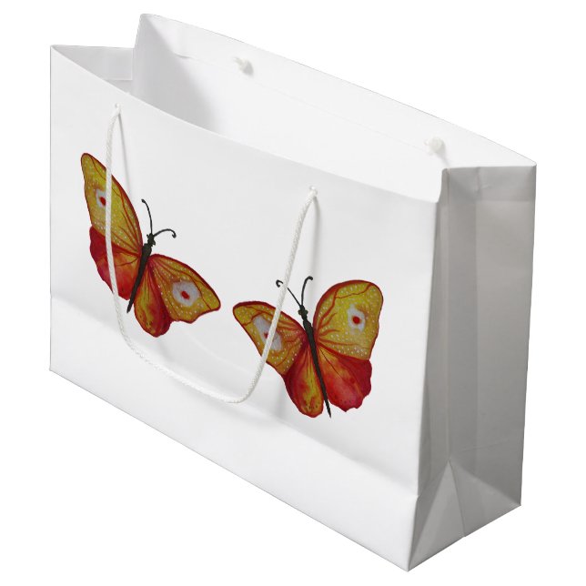 Schmetterlinge Custom Gift Bag - Große, glänzende Große Geschenktüte (Vorderseite Schrägansicht)