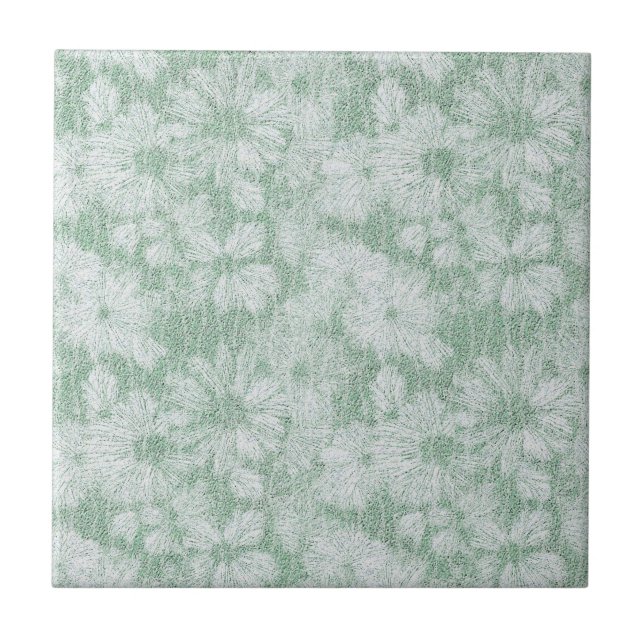Schmetterlinge Daisy Textured in Soft Minze Green Fliese (Vorderseite)