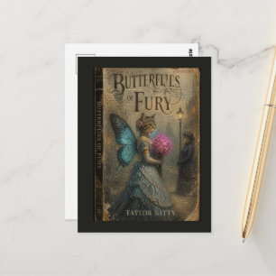 Schmetterlinge der Wut Feen-Kitty-Faux-Buchcover Postkarte