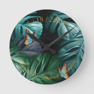 Schmetterlinge des Paradieses Tropischer Spritzer  Runde Wanduhr