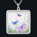 Schmetterlinge, die in der Natur fliegen Versilberte Kette<br><div class="desc">Necklace mit Spring Joy Colorful Butterflies Flying in Nature Wasserfarbe Malerei Schmetterling und Blume Ketten - wählen / Fügen Sie Ihre Lieblings-Text / Farbe - Make Your Unique Necklaces Gift - Größe ändern und verschieben oder entfernen und fügen Sie Elemente mit Anpassungs-Tool! - Zeichn und Design von MIGNED. Sie können...</div>