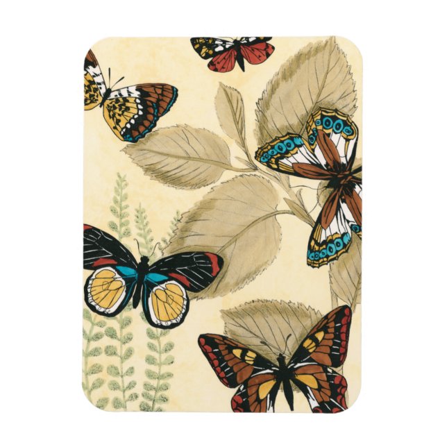 Schmetterlinge, die über Blätter gleiten Magnet (Vertikal)