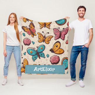 Schmetterlinge Distressed Druck  Fleecedecke