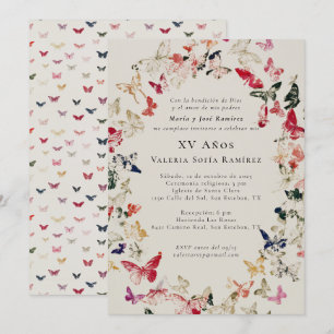 Schmetterlinge Elegant Quinceñera 15. Geburtstag Einladung