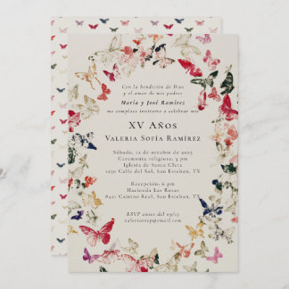 Schmetterlinge Elegant Quinceñera 15. Geburtstag Einladung