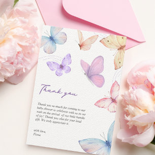Schmetterlinge Elegante Babyparty Handgeschrieben Dankeskarte