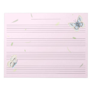 Schmetterlinge Extra Breit Notenlinien Kinder Musi Notizblock
