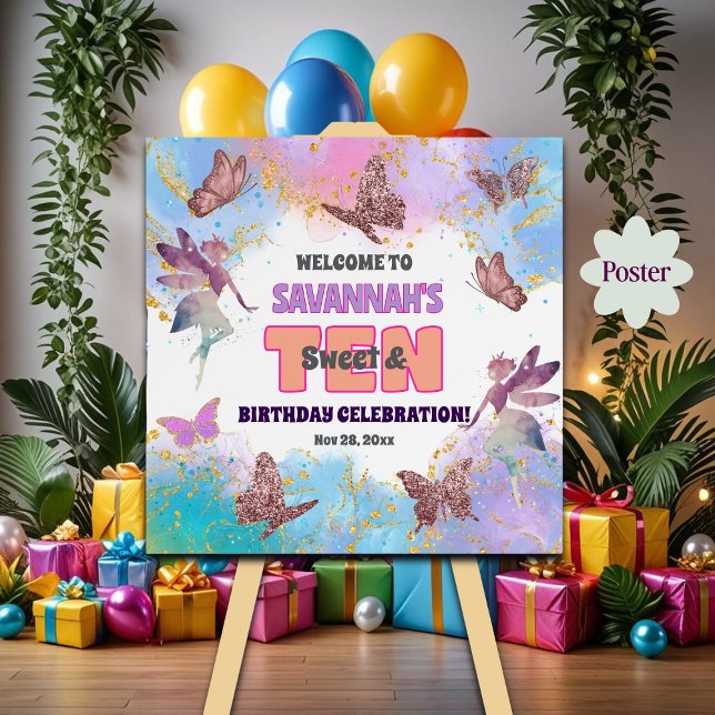 Schmetterlinge Fee Glitter 10. Geburtstagsbegrüßun Poster (Von Creator hochgeladen)