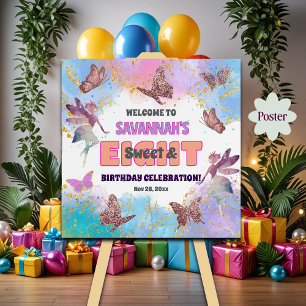 Schmetterlinge Fee Glitter 8. Geburtstagsbegrüßung Poster