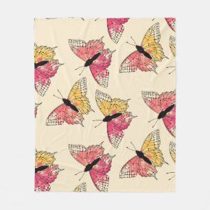 Schmetterlinge fliegen: nahtloses Elfenbeinmuster Fleecedecke