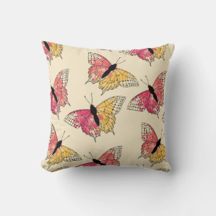 Schmetterlinge fliegen: nahtloses Elfenbeinmuster Kissen