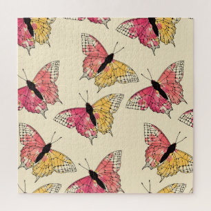 Schmetterlinge fliegen: nahtloses Elfenbeinmuster Puzzle